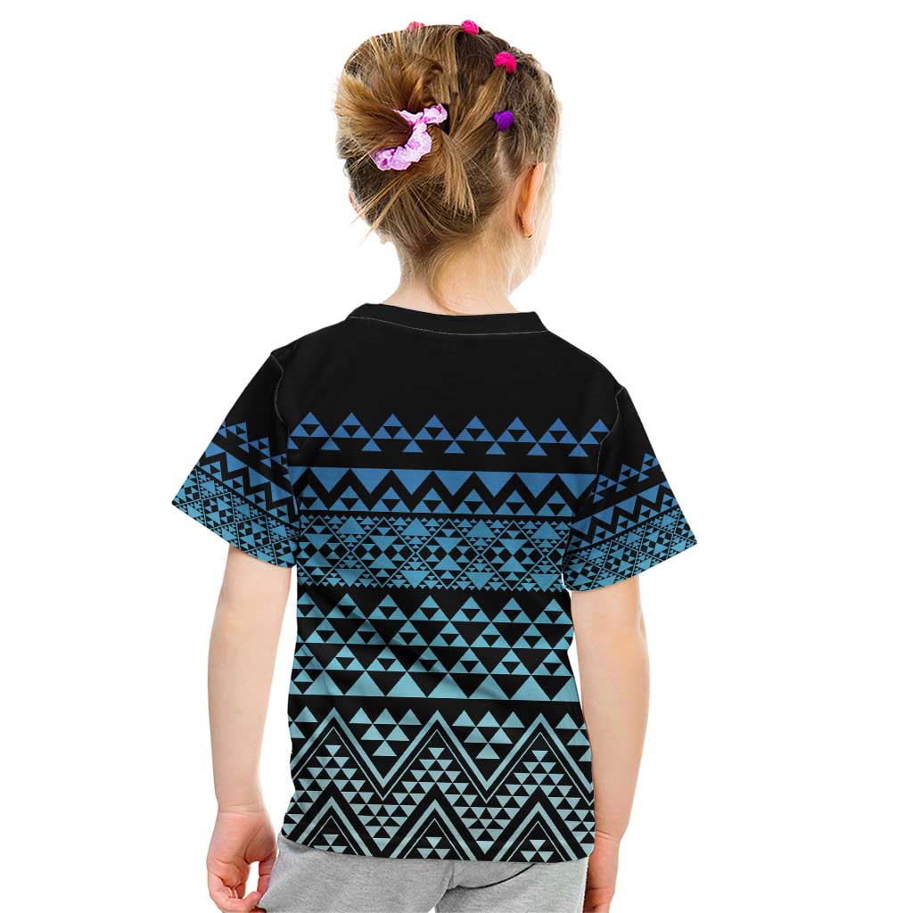 Maori Niho Taniwha Te Wheiao Kid T Shirt Moana Blue - Polynesian Pride