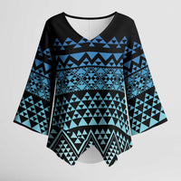 Maori Niho Taniwha Te Wheiao Kimono Sleeve Blouse Moana Blue LT7 Female Blue - Polynesian Pride