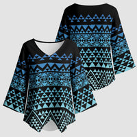 Maori Niho Taniwha Te Wheiao Kimono Sleeve Blouse Moana Blue LT7 - Polynesian Pride