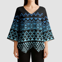 Maori Niho Taniwha Te Wheiao Kimono Sleeve Blouse Moana Blue LT7 - Polynesian Pride