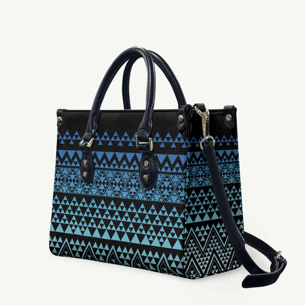 Maori Niho Taniwha Te Wheiao Leather Bag Moana Blue - Polynesian Pride