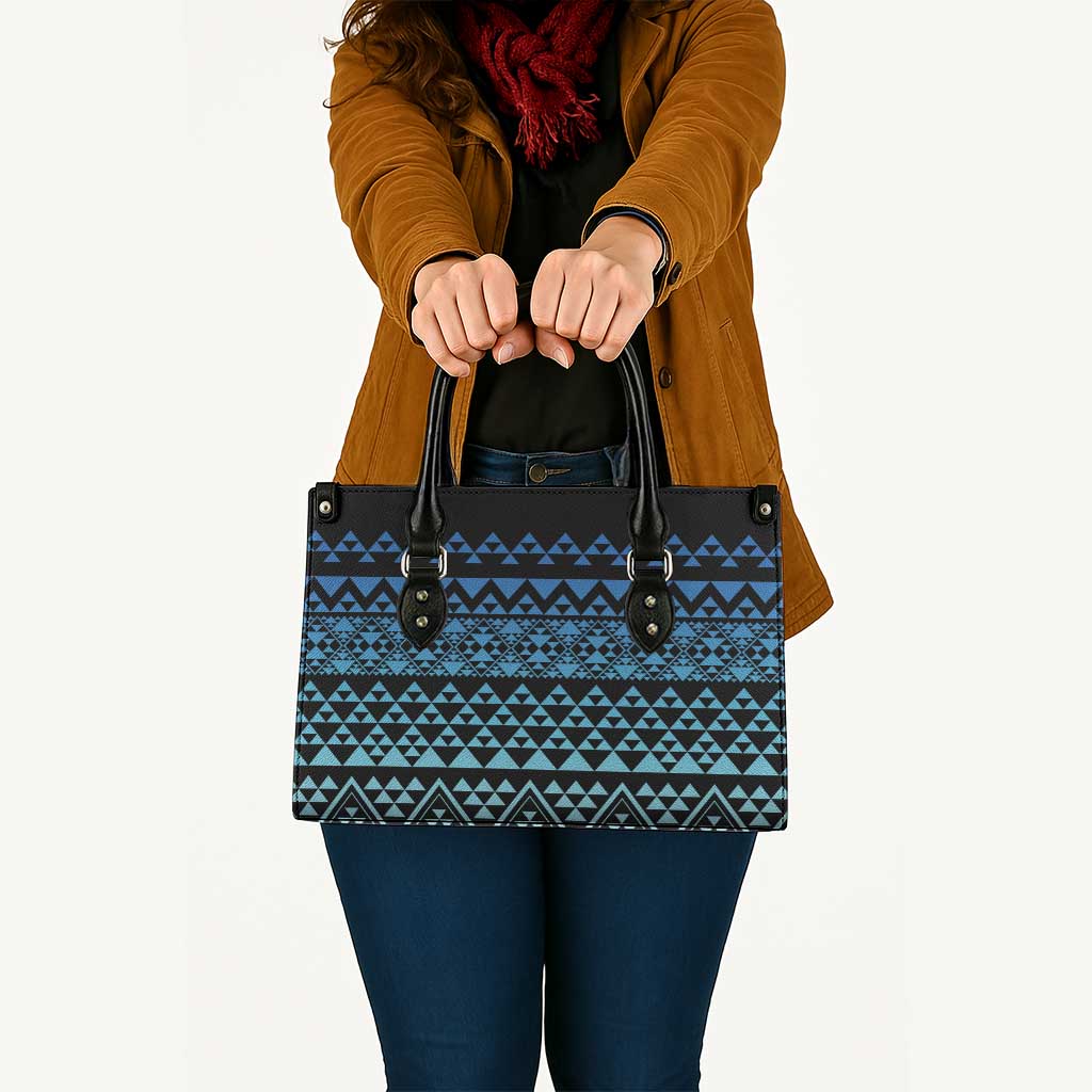 Maori Niho Taniwha Te Wheiao Leather Bag Moana Blue - Polynesian Pride