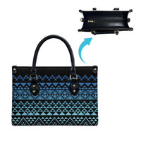 Maori Niho Taniwha Te Wheiao Leather Bag Moana Blue - Polynesian Pride