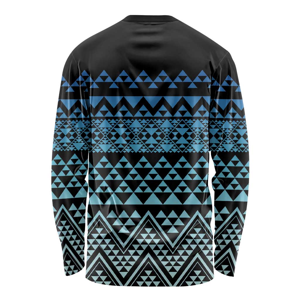 Maori Niho Taniwha Te Wheiao Long Sleeve Shirt Moana Blue LT7 - Polynesian Pride