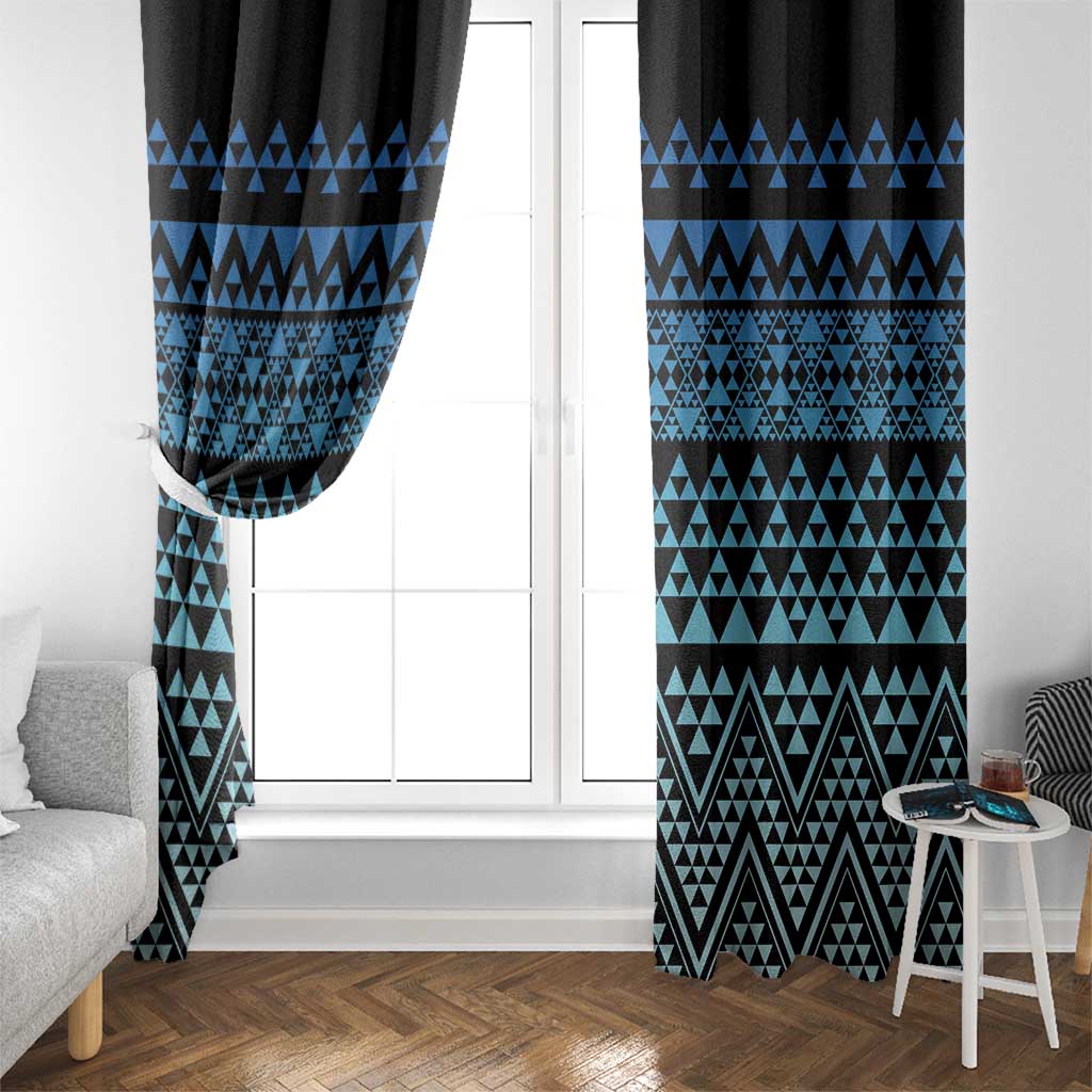 Maori Niho Taniwha Te Wheiao Window Curtain Moana Blue - Polynesian Pride