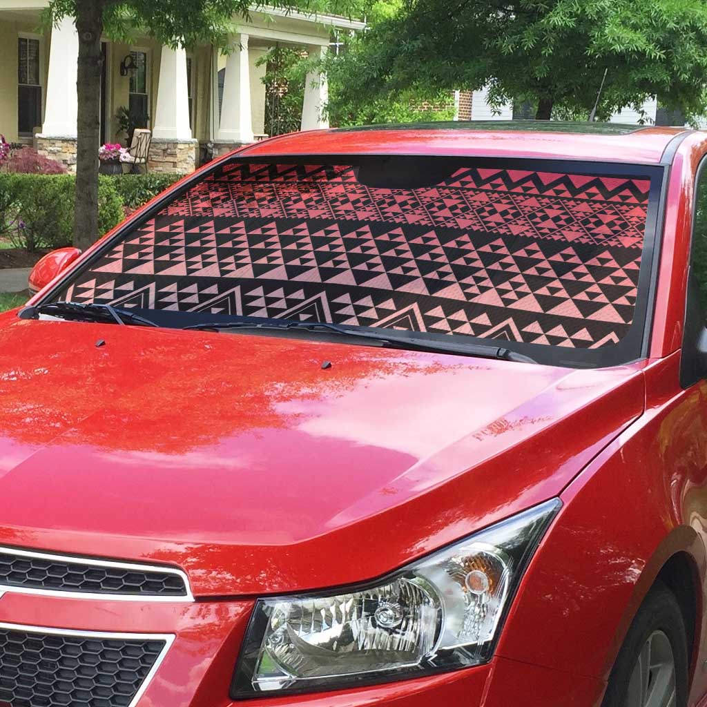 Maori Niho Taniwha Te Wheiao Auto Sun Shade Terracotta - Polynesian Pride