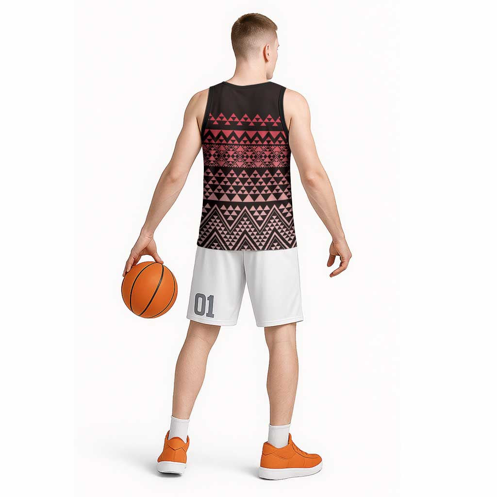 Maori Niho Taniwha Te Wheiao Basketball Jersey Terracotta LT7 - Polynesian Pride