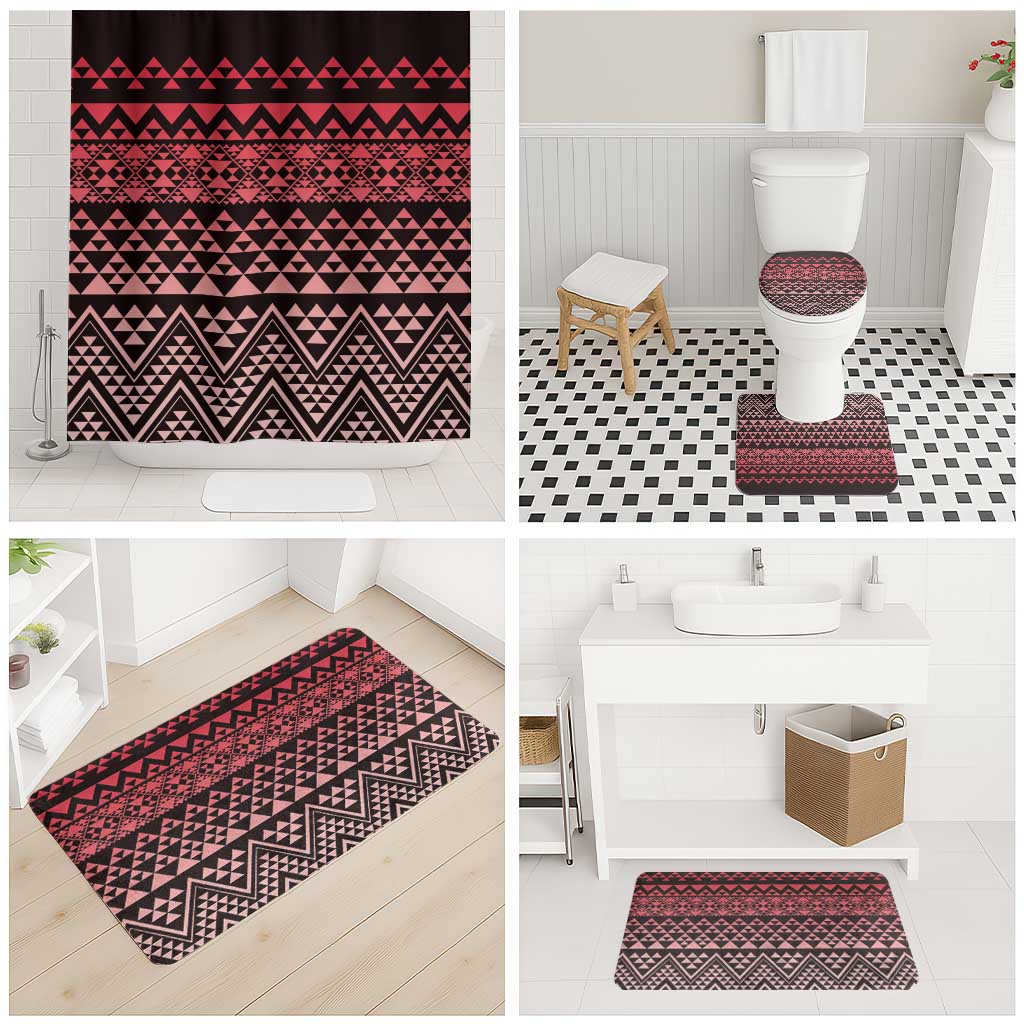 Maori Niho Taniwha Te Wheiao Bathroom Set Terracotta - Polynesian Pride