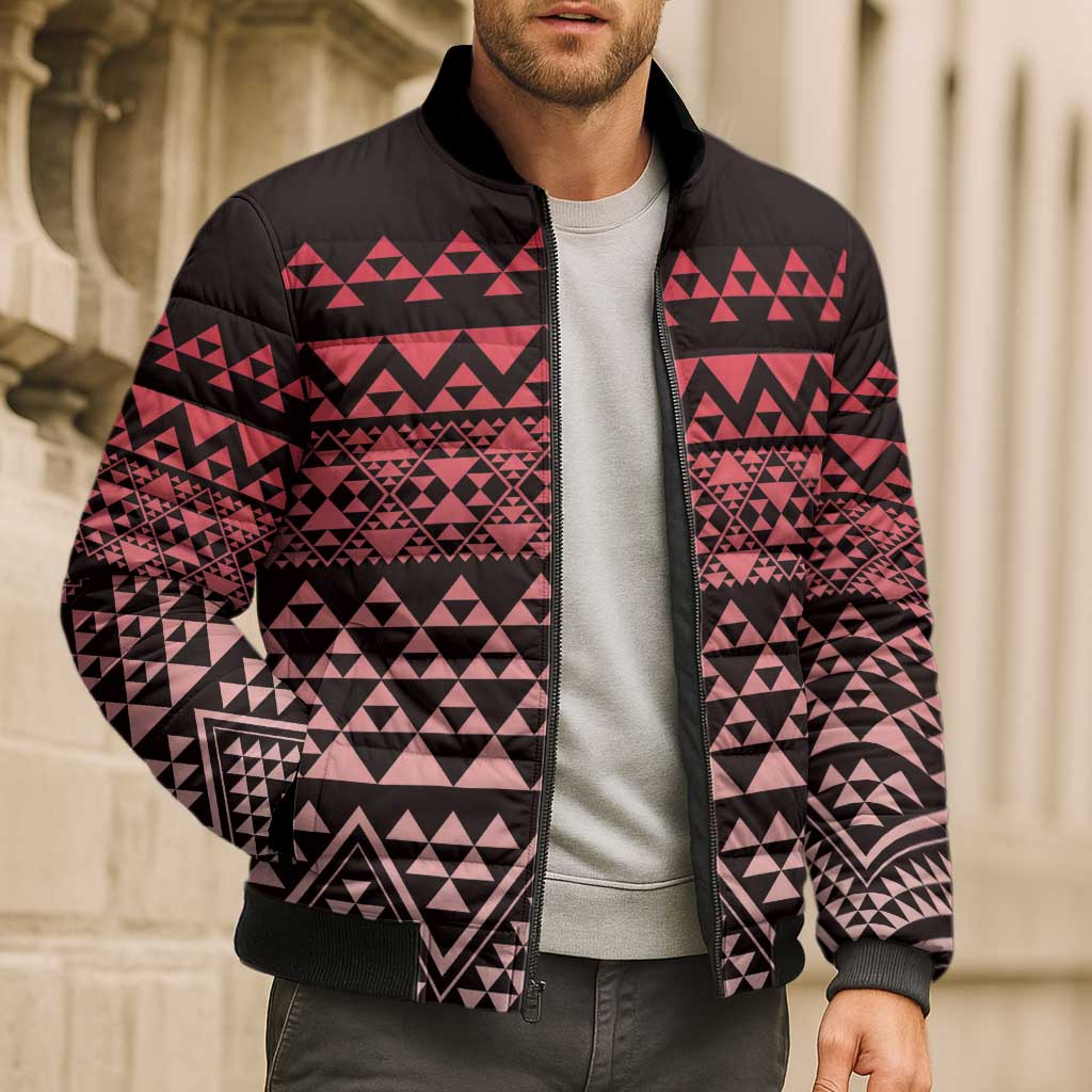 Maori Niho Taniwha Te Wheiao Bomber Puffer Jacket Terracotta - Polynesian Pride