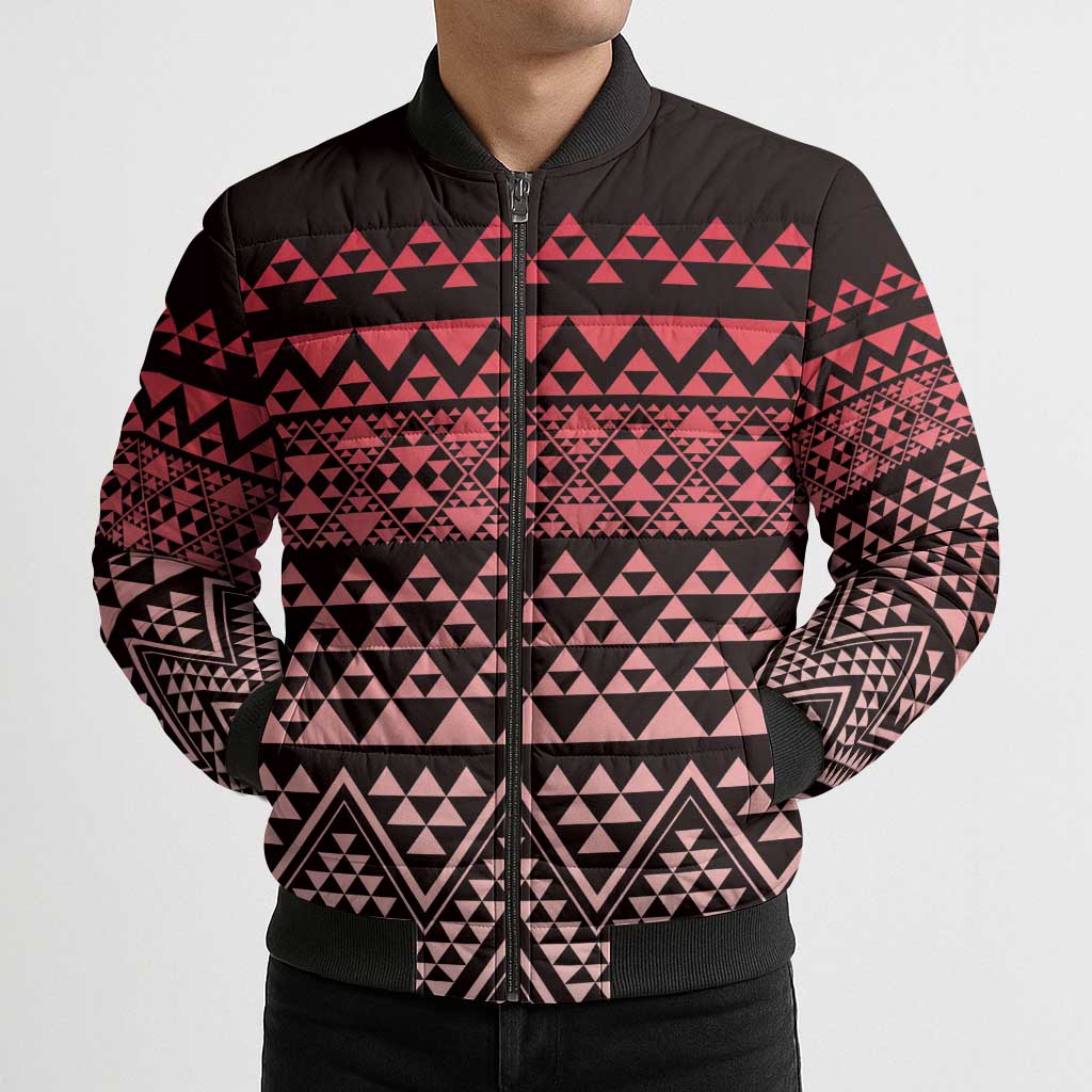 Maori Niho Taniwha Te Wheiao Bomber Puffer Jacket Terracotta - Polynesian Pride