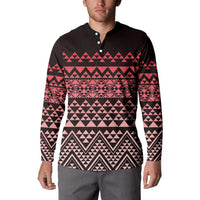 Maori Niho Taniwha Te Wheiao Button Sweatshirt Terracotta - Polynesian Pride