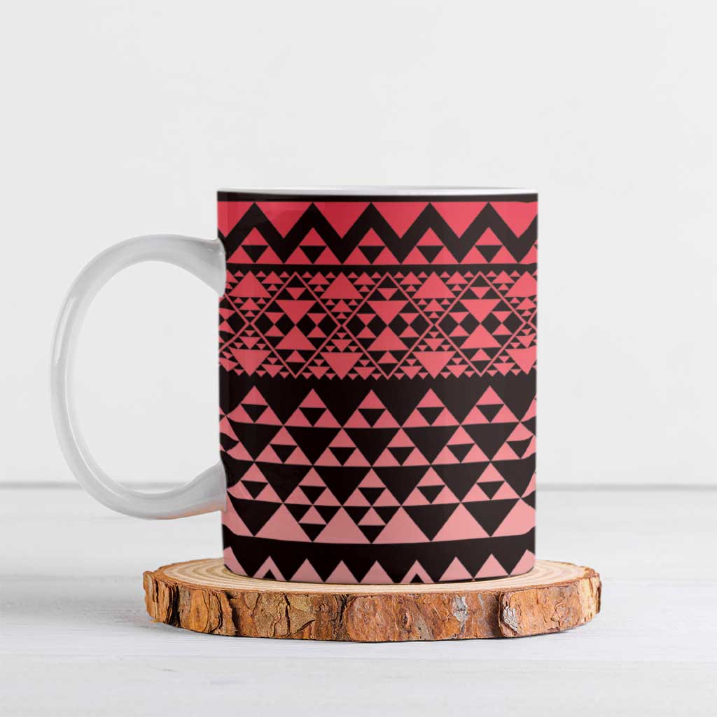 Maori Niho Taniwha Te Wheiao Ceramic Mug Terracotta - Polynesian Pride