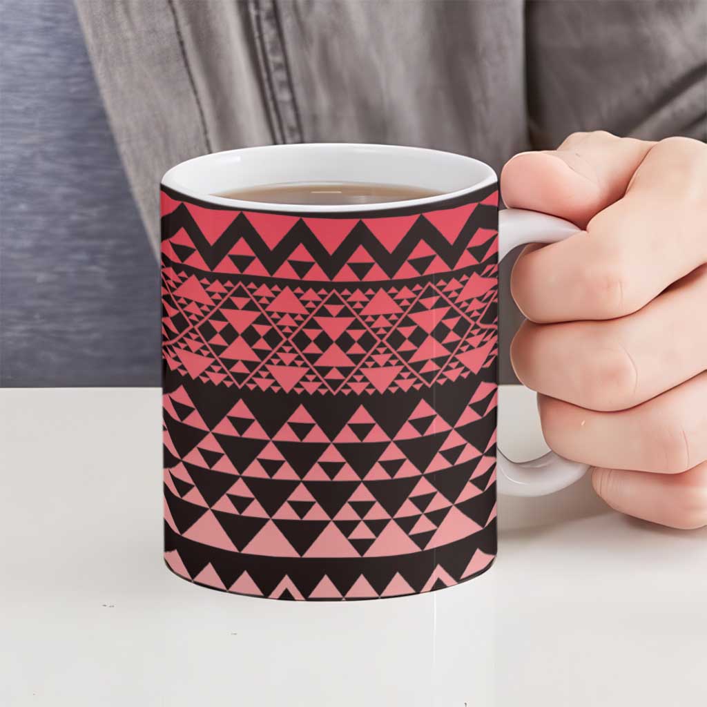 Maori Niho Taniwha Te Wheiao Ceramic Mug Terracotta - Polynesian Pride