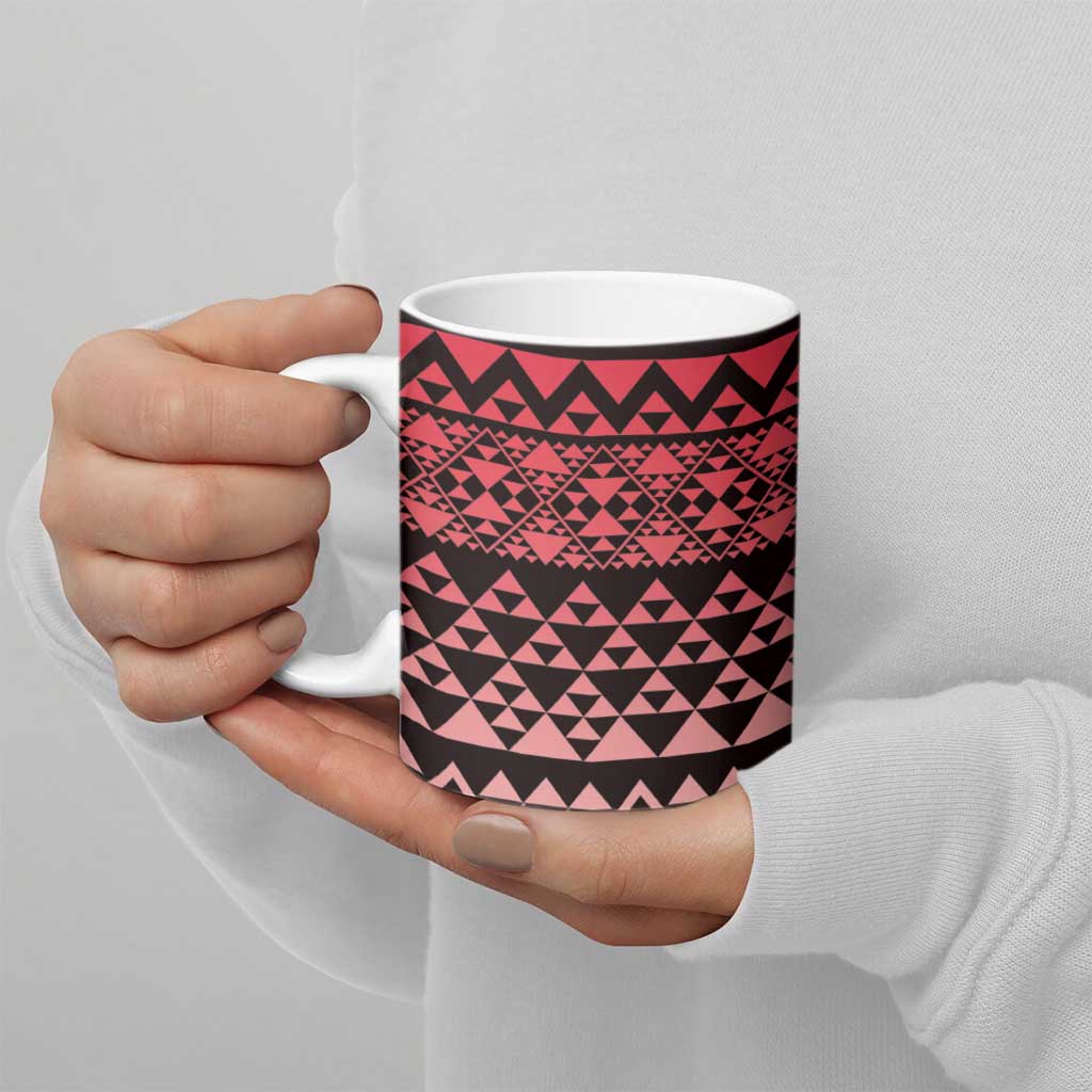 Maori Niho Taniwha Te Wheiao Ceramic Mug Terracotta - Polynesian Pride