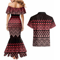 Maori Niho Taniwha Te Wheiao Couples Matching Mermaid Dress and Hawaiian Shirt Terracotta LT7 - Polynesian Pride