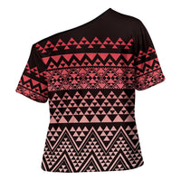 Maori Niho Taniwha Te Wheiao Cross Shoulder Shirt Terracotta - Polynesian Pride
