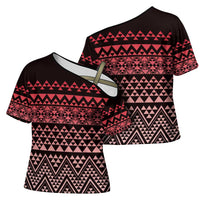 Maori Niho Taniwha Te Wheiao Cross Shoulder Shirt Terracotta - Polynesian Pride