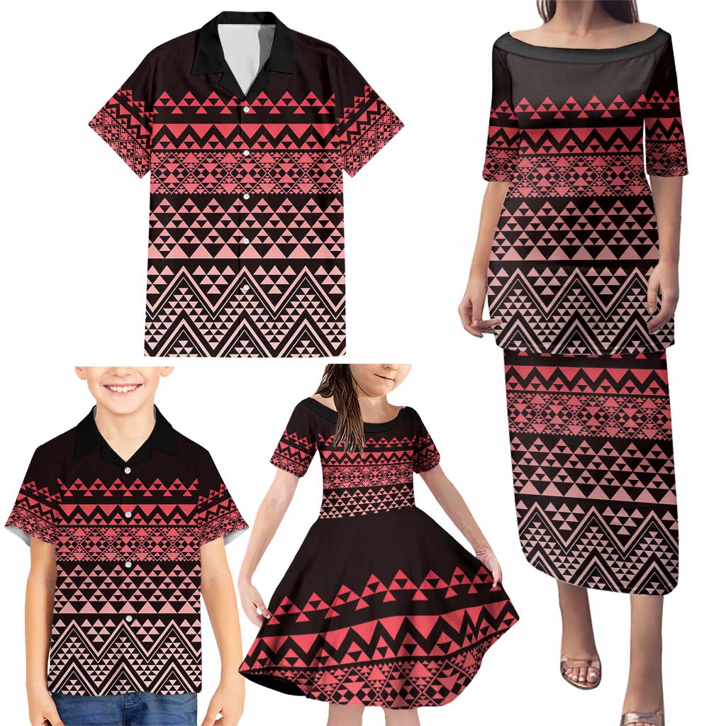 Maori Niho Taniwha Te Wheiao Family Matching Puletasi and Hawaiian Shirt Terracotta LT7 - Polynesian Pride