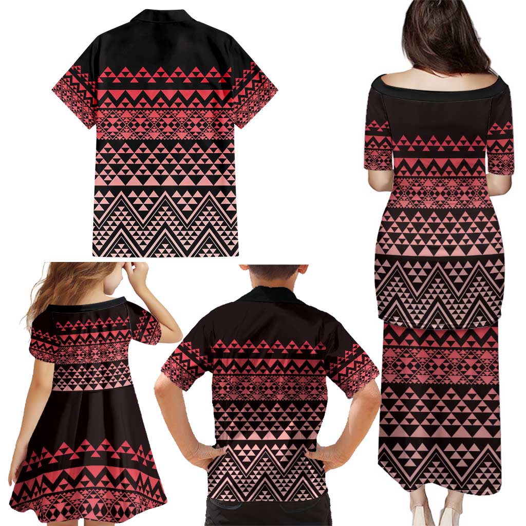 Maori Niho Taniwha Te Wheiao Family Matching Puletasi and Hawaiian Shirt Terracotta LT7 - Polynesian Pride