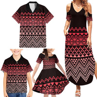 Maori Niho Taniwha Te Wheiao Family Matching Summer Maxi Dress and Hawaiian Shirt Terracotta LT7 - Polynesian Pride