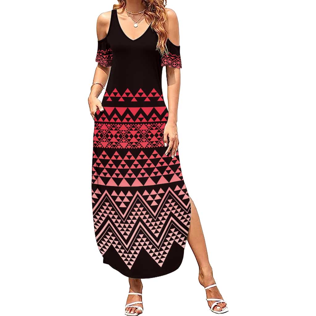 Maori Niho Taniwha Te Wheiao Family Matching Summer Maxi Dress and Hawaiian Shirt Terracotta LT7 Mom's Dress Terracotta - Polynesian Pride