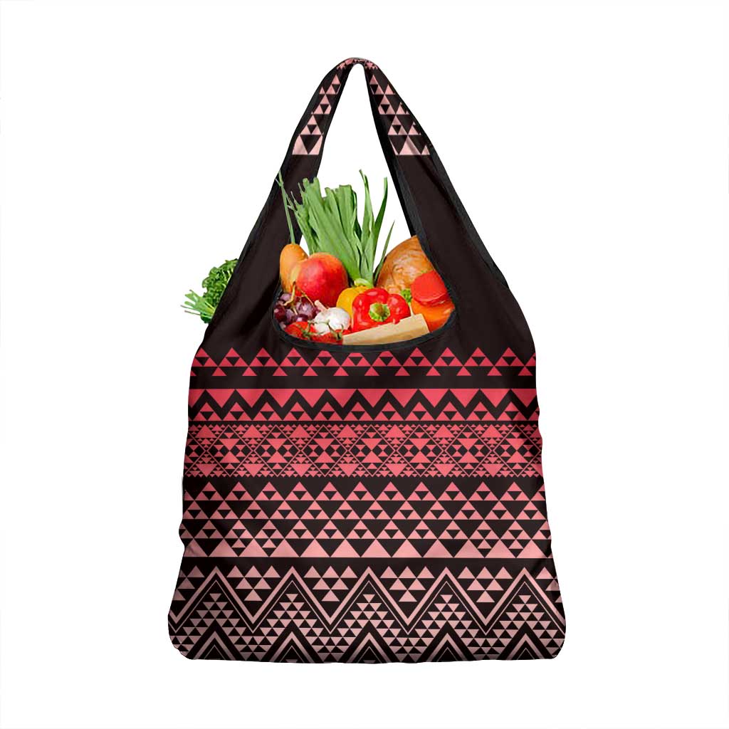 Maori Niho Taniwha Te Wheiao Grocery Bag Terracotta - Polynesian Pride