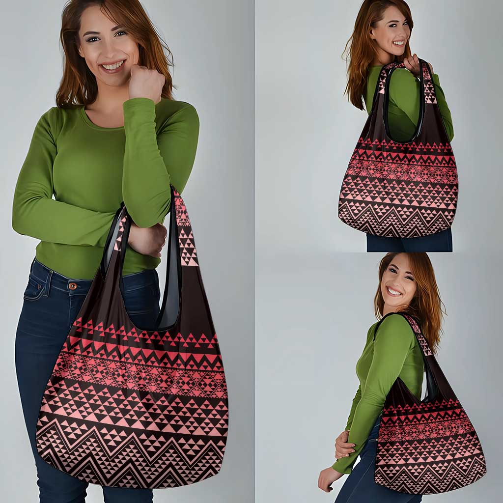 Maori Niho Taniwha Te Wheiao Grocery Bag Terracotta - Polynesian Pride