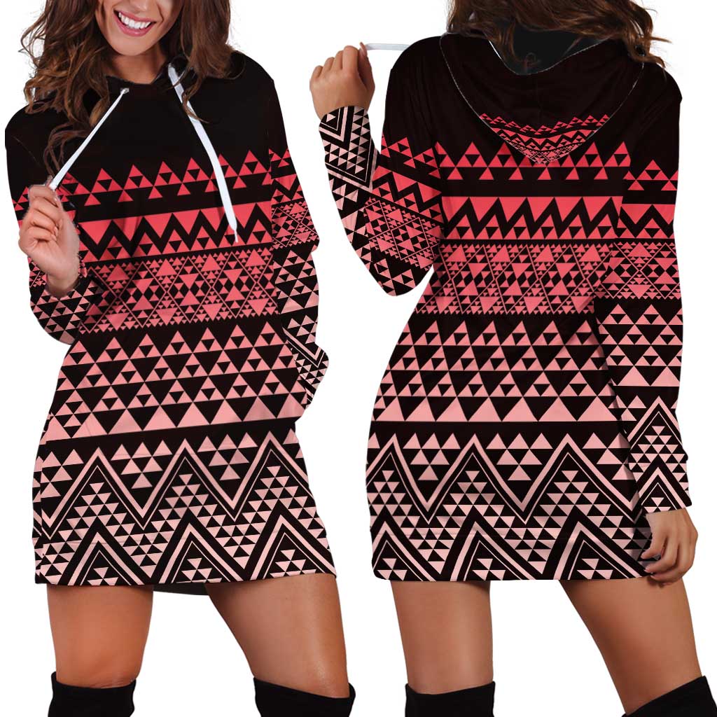 Maori Niho Taniwha Te Wheiao Hoodie Dress Terracotta - Polynesian Pride