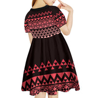 Maori Niho Taniwha Te Wheiao Kid Short Sleeve Dress Terracotta - Polynesian Pride