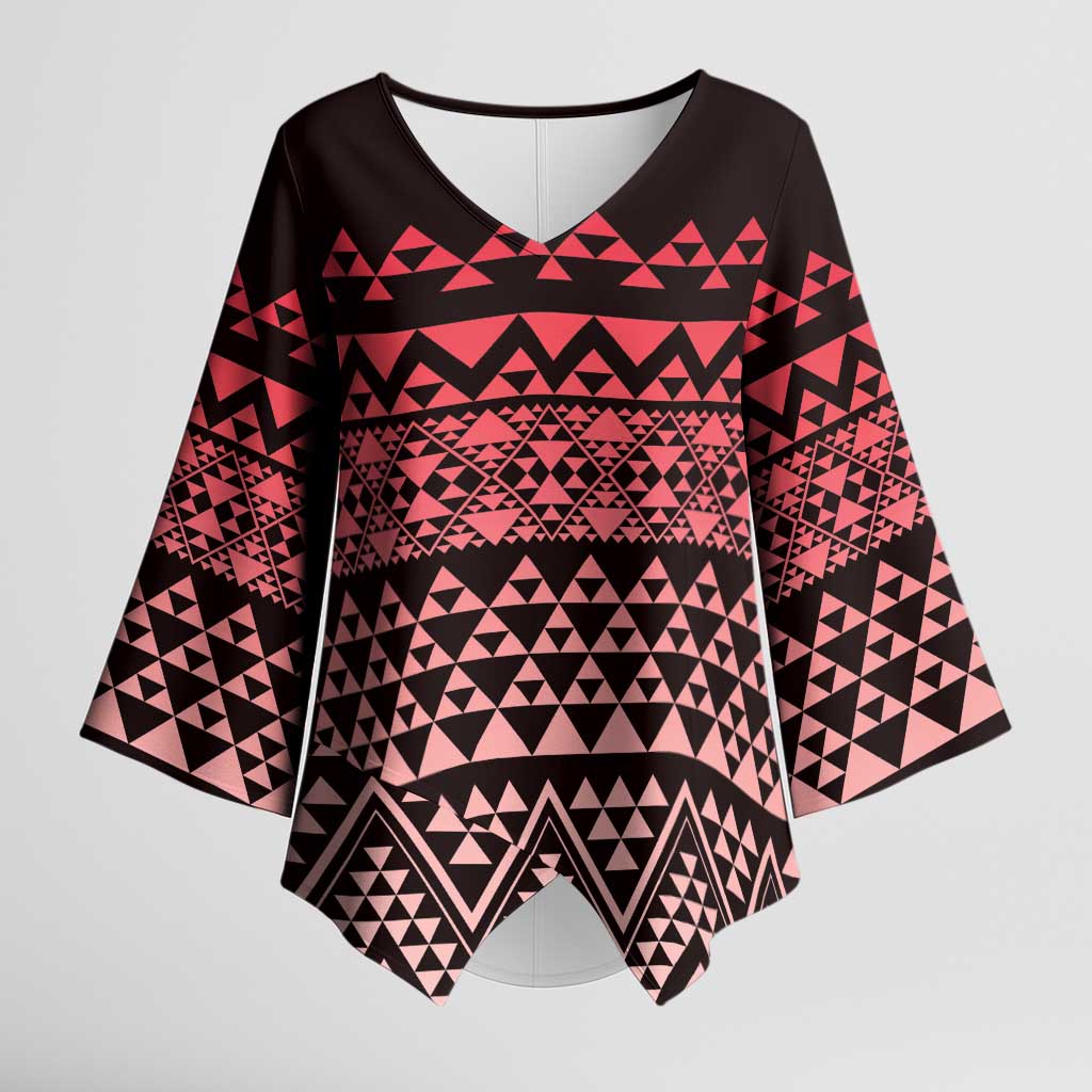 Maori Niho Taniwha Te Wheiao Kimono Sleeve Blouse Terracotta - Polynesian Pride