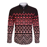 Maori Niho Taniwha Te Wheiao Long Sleeve Button Shirt Terracotta LT7 Unisex Terracotta - Polynesian Pride