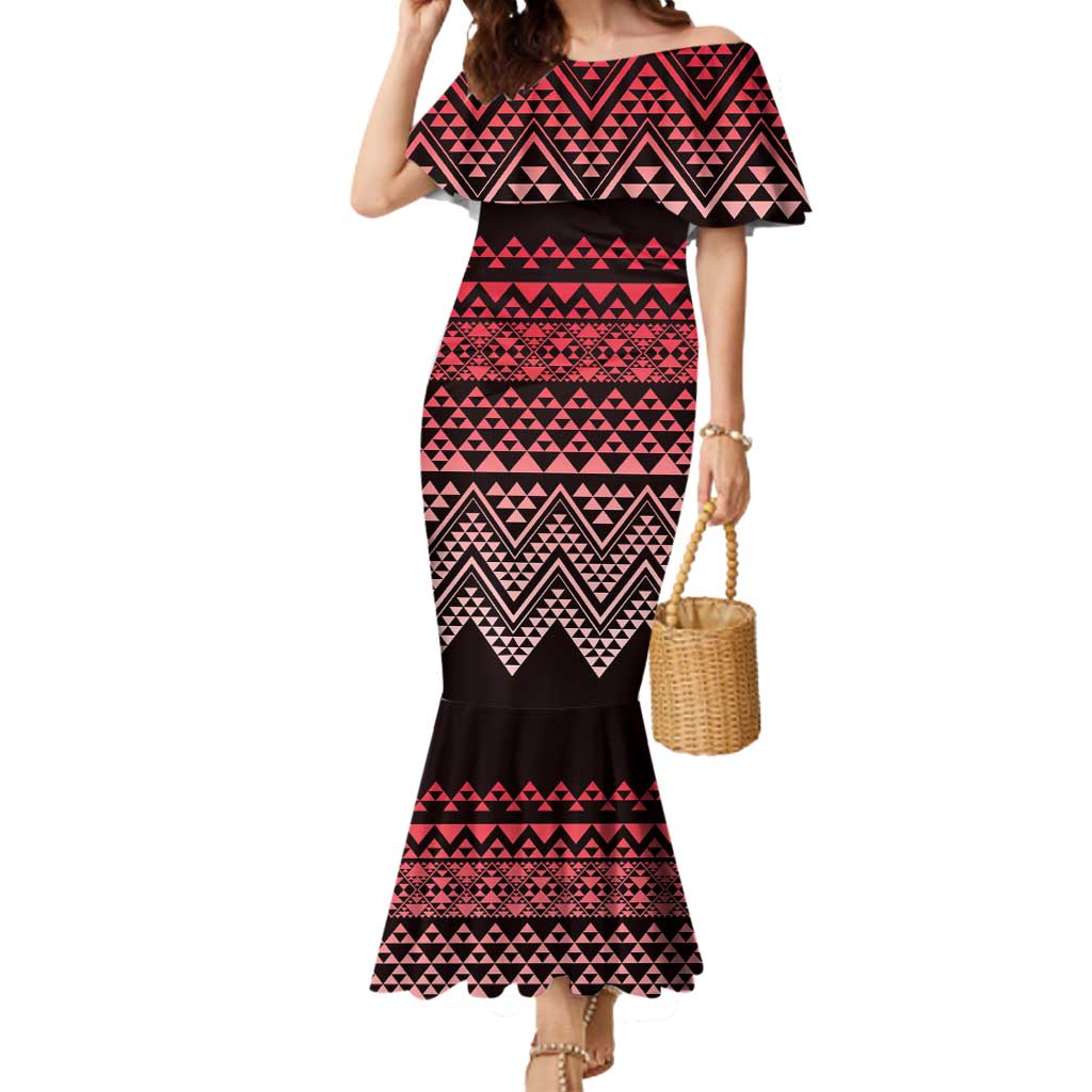 Maori Niho Taniwha Te Wheiao Mermaid Dress Terracotta - Polynesian Pride