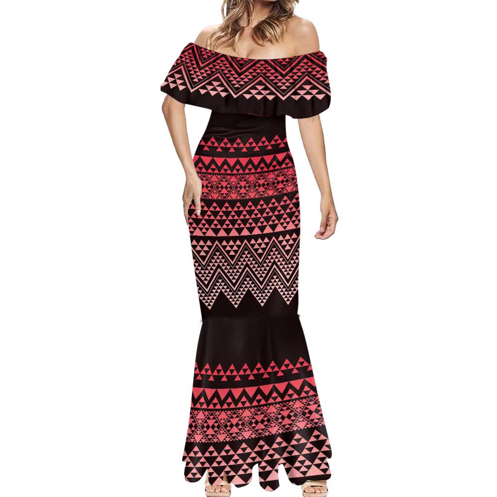 Maori Niho Taniwha Te Wheiao Mermaid Dress Terracotta - Polynesian Pride