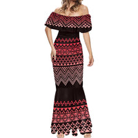 Maori Niho Taniwha Te Wheiao Mermaid Dress Terracotta - Polynesian Pride