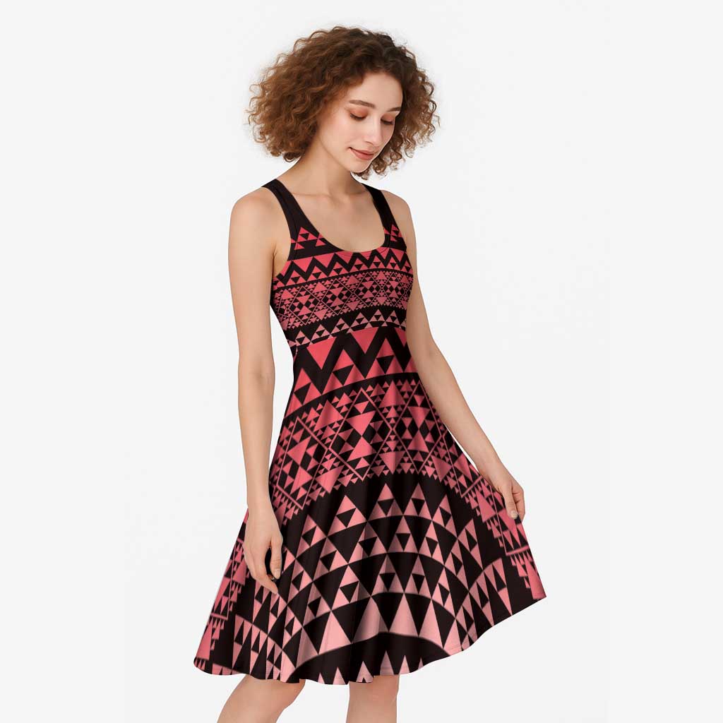 Maori Niho Taniwha Te Wheiao Midi Dress Terracotta - Polynesian Pride