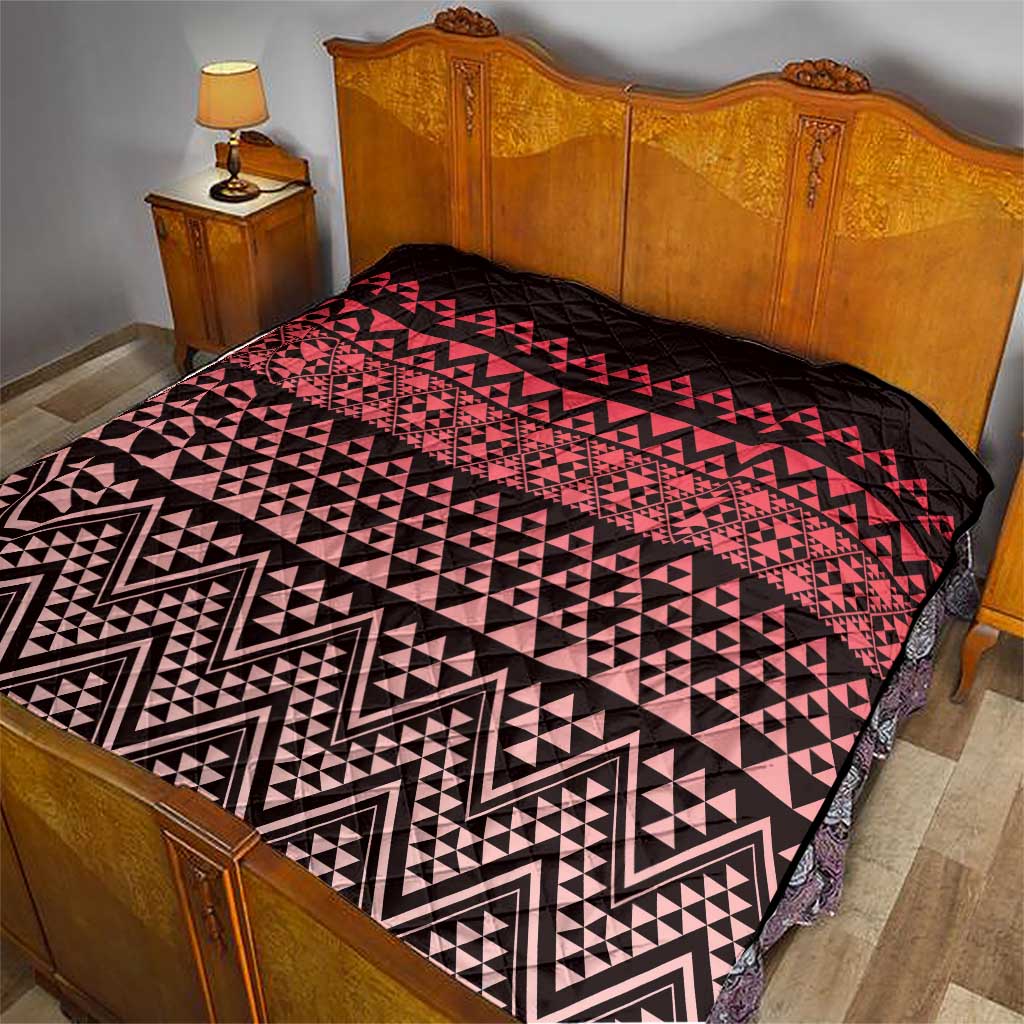 Maori Niho Taniwha Te Wheiao Quilt Terracotta - Polynesian Pride