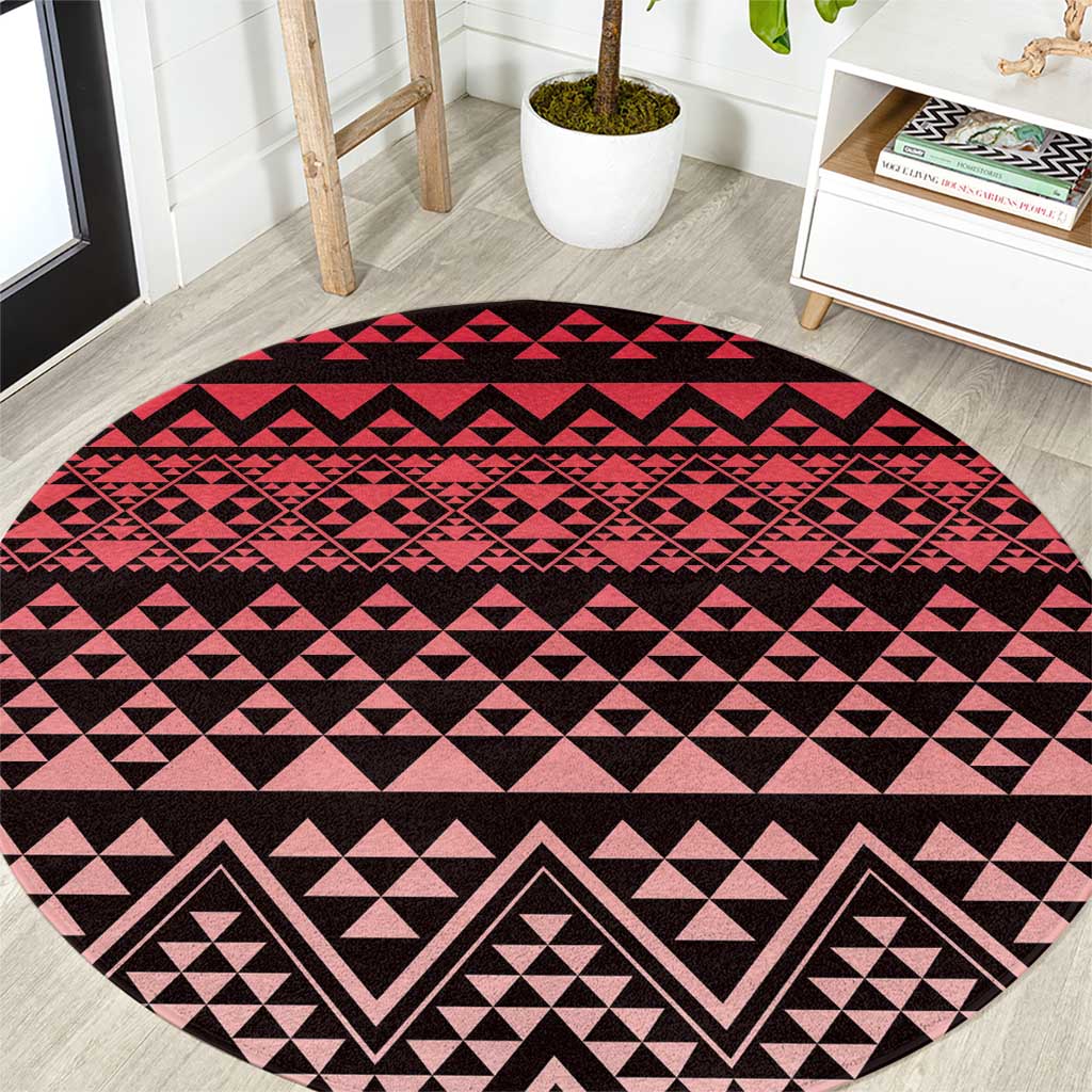 Maori Niho Taniwha Te Wheiao Round Carpet Terracotta - Polynesian Pride