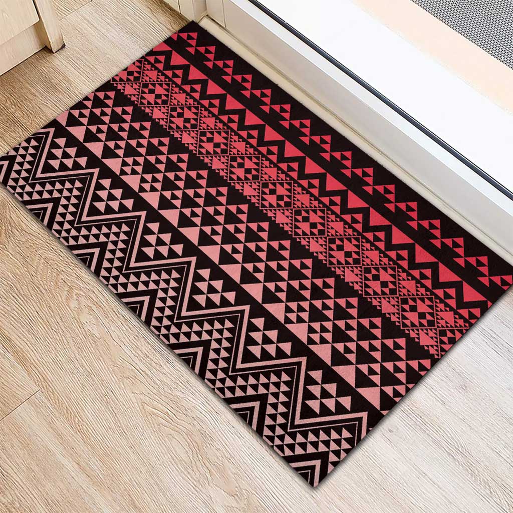 Maori Niho Taniwha Te Wheiao Rubber Doormat Terracotta LT7 - Polynesian Pride