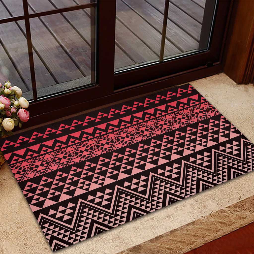 Maori Niho Taniwha Te Wheiao Rubber Doormat Terracotta LT7 - Polynesian Pride