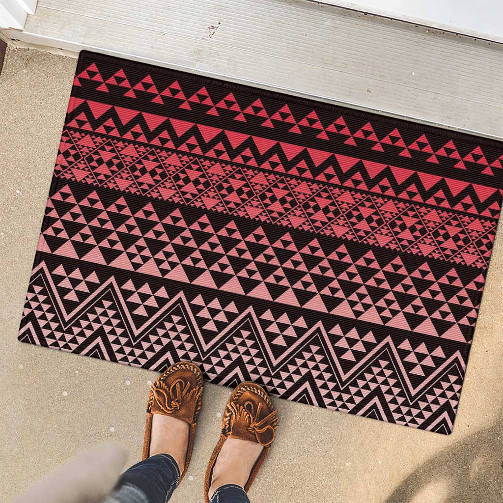 Maori Niho Taniwha Te Wheiao Rubber Doormat Terracotta LT7 - Polynesian Pride