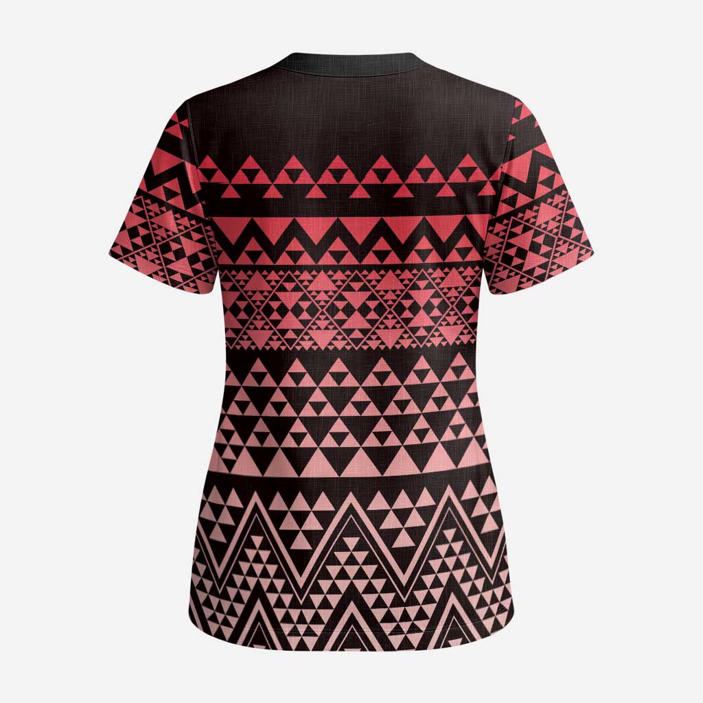 Maori Niho Taniwha Te Wheiao Scrub Top Terracotta - Polynesian Pride
