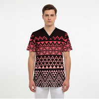 Maori Niho Taniwha Te Wheiao Scrub Top Terracotta - Polynesian Pride