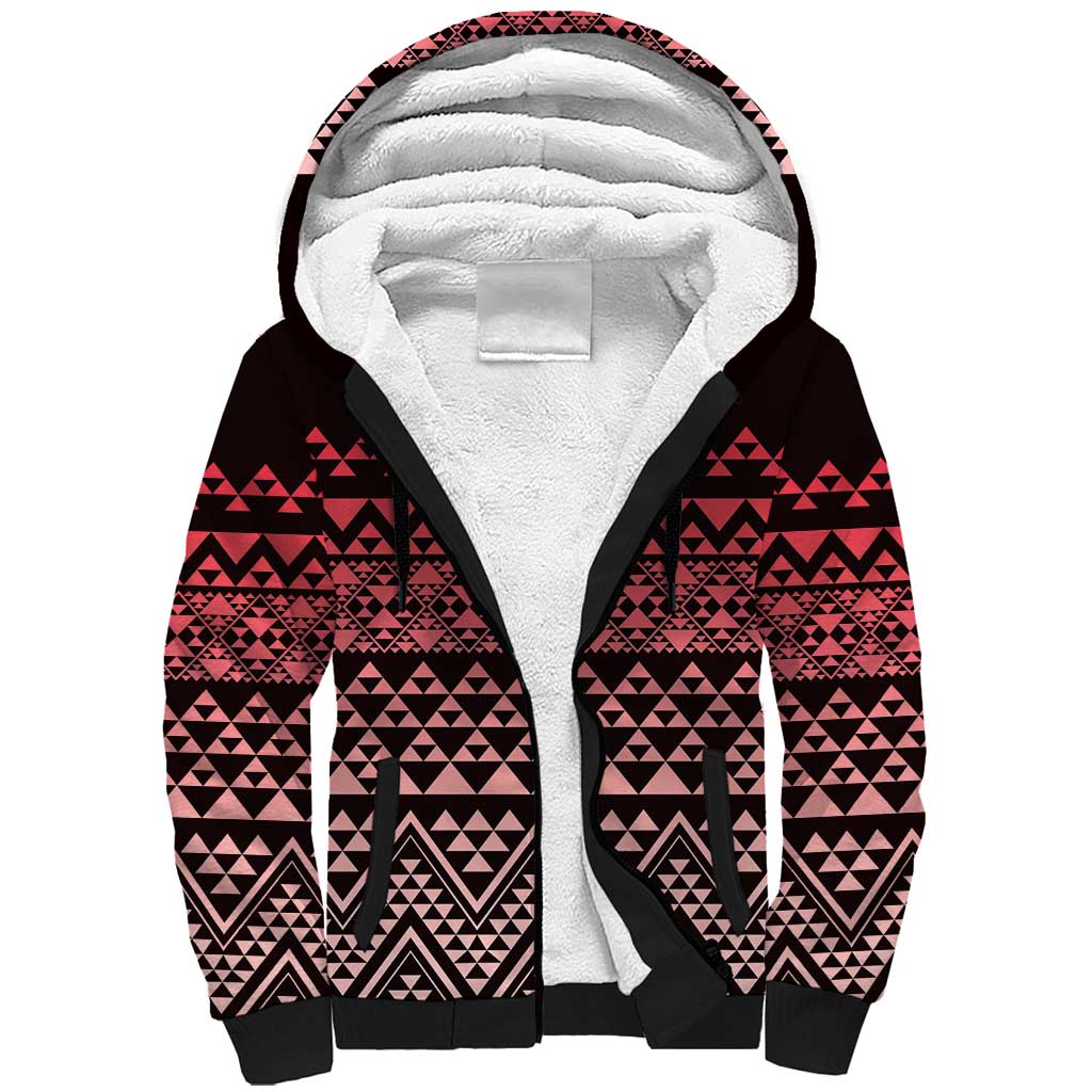 Maori Niho Taniwha Te Wheiao Sherpa Hoodie Terracotta - Polynesian Pride
