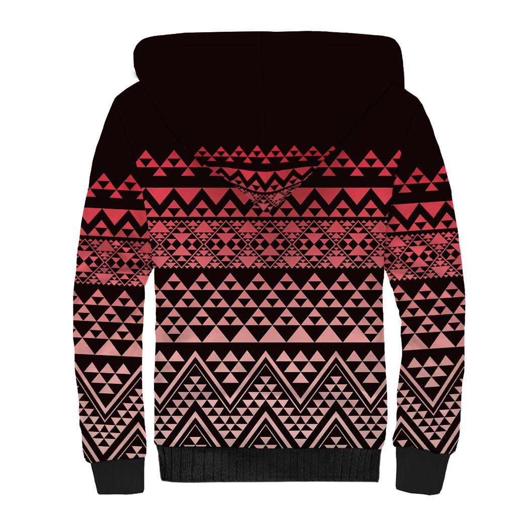 Maori Niho Taniwha Te Wheiao Sherpa Hoodie Terracotta - Polynesian Pride