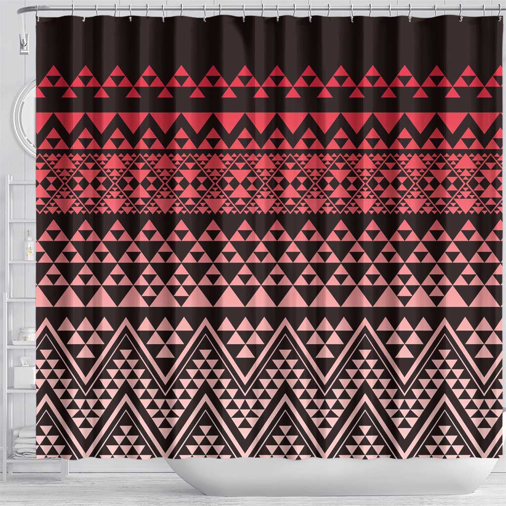Maori Niho Taniwha Te Wheiao Shower Curtain Terracotta - Polynesian Pride