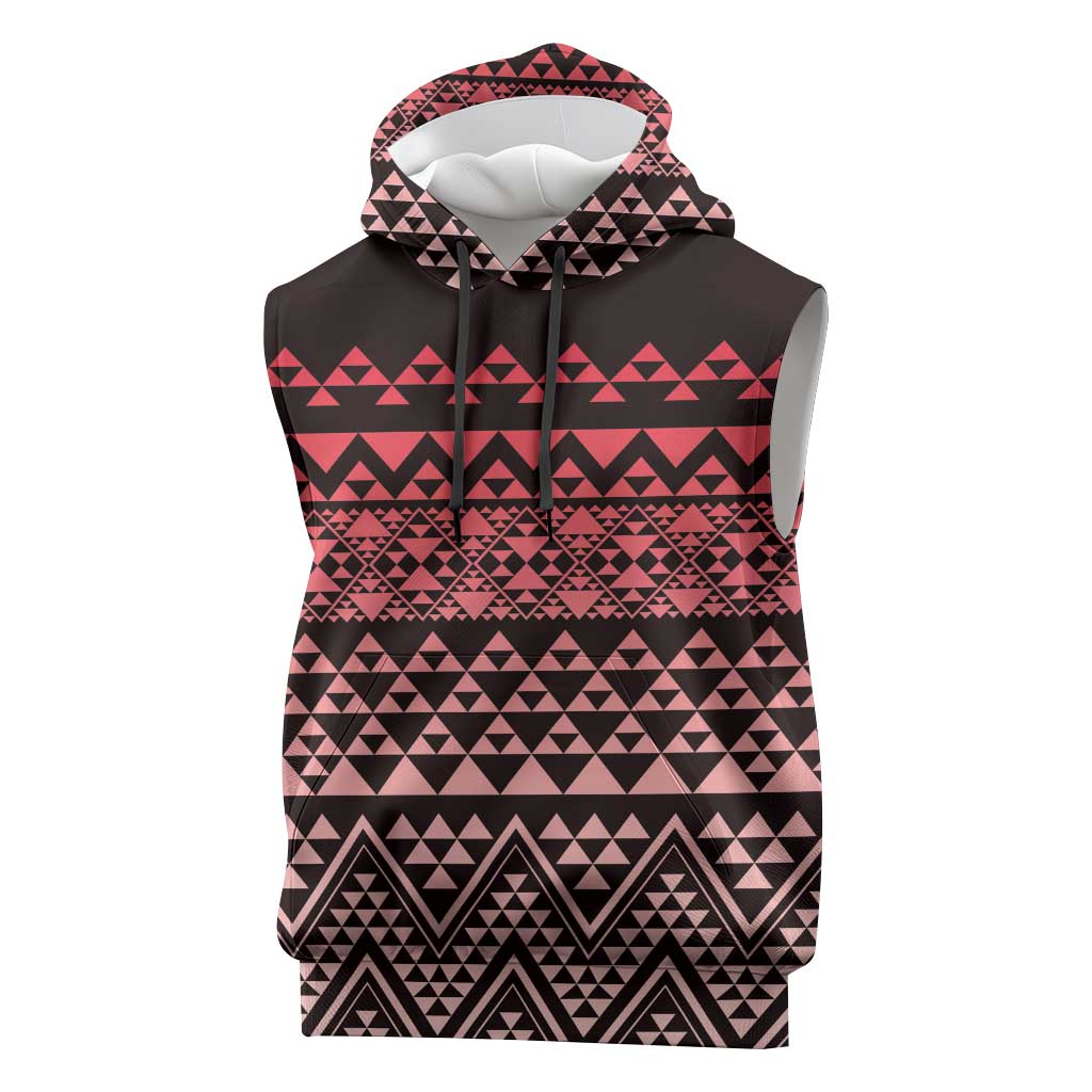 Maori Niho Taniwha Te Wheiao Sleeveless Hoodie Terracotta - Polynesian Pride
