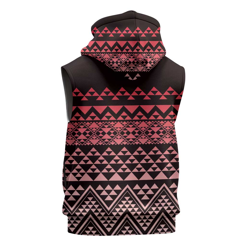 Maori Niho Taniwha Te Wheiao Sleeveless Hoodie Terracotta - Polynesian Pride