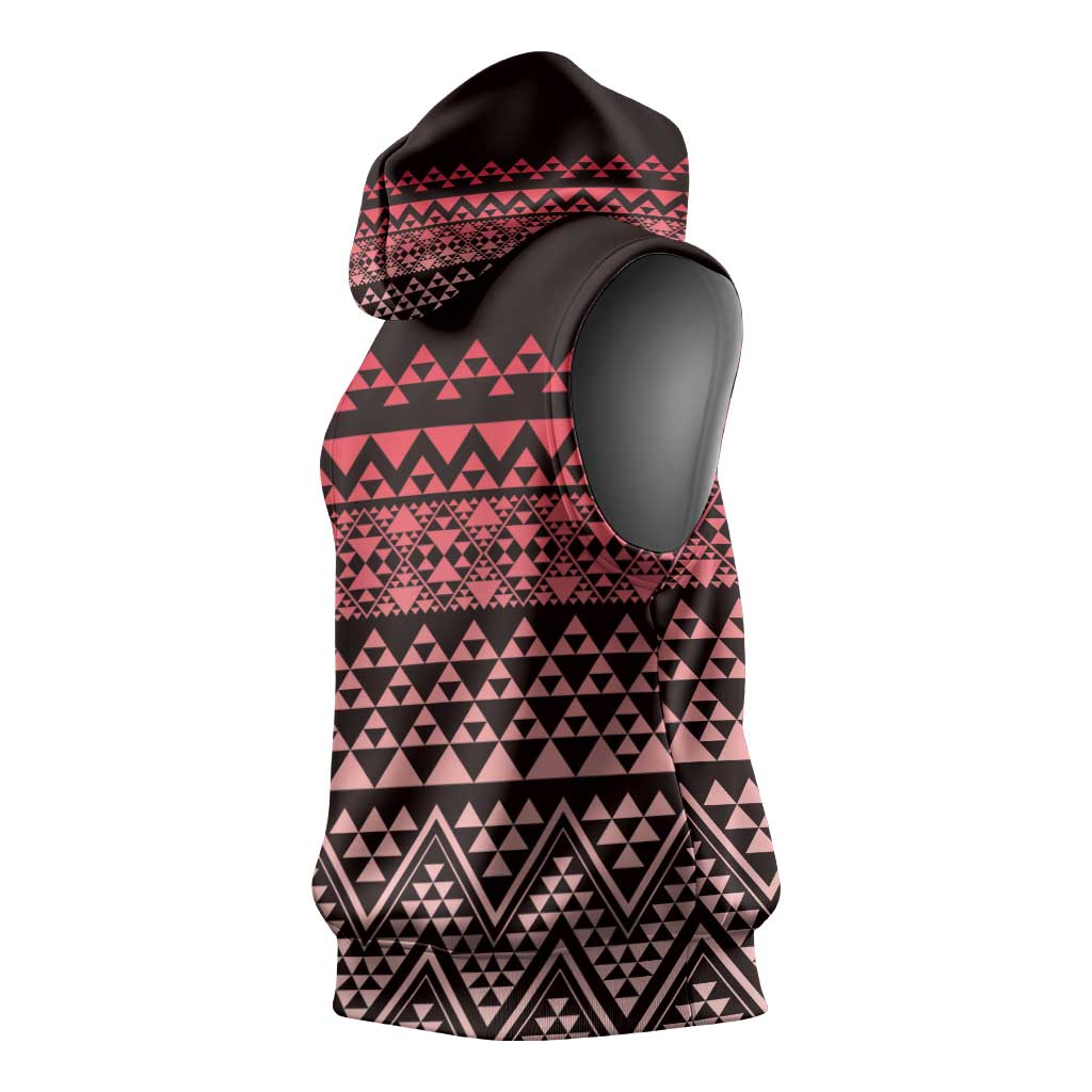Maori Niho Taniwha Te Wheiao Sleeveless Hoodie Terracotta - Polynesian Pride