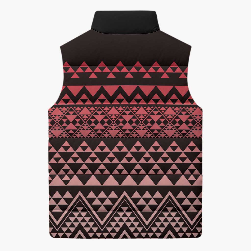 Maori Niho Taniwha Te Wheiao Sleeveless Puffer Jacket Terracotta - Polynesian Pride