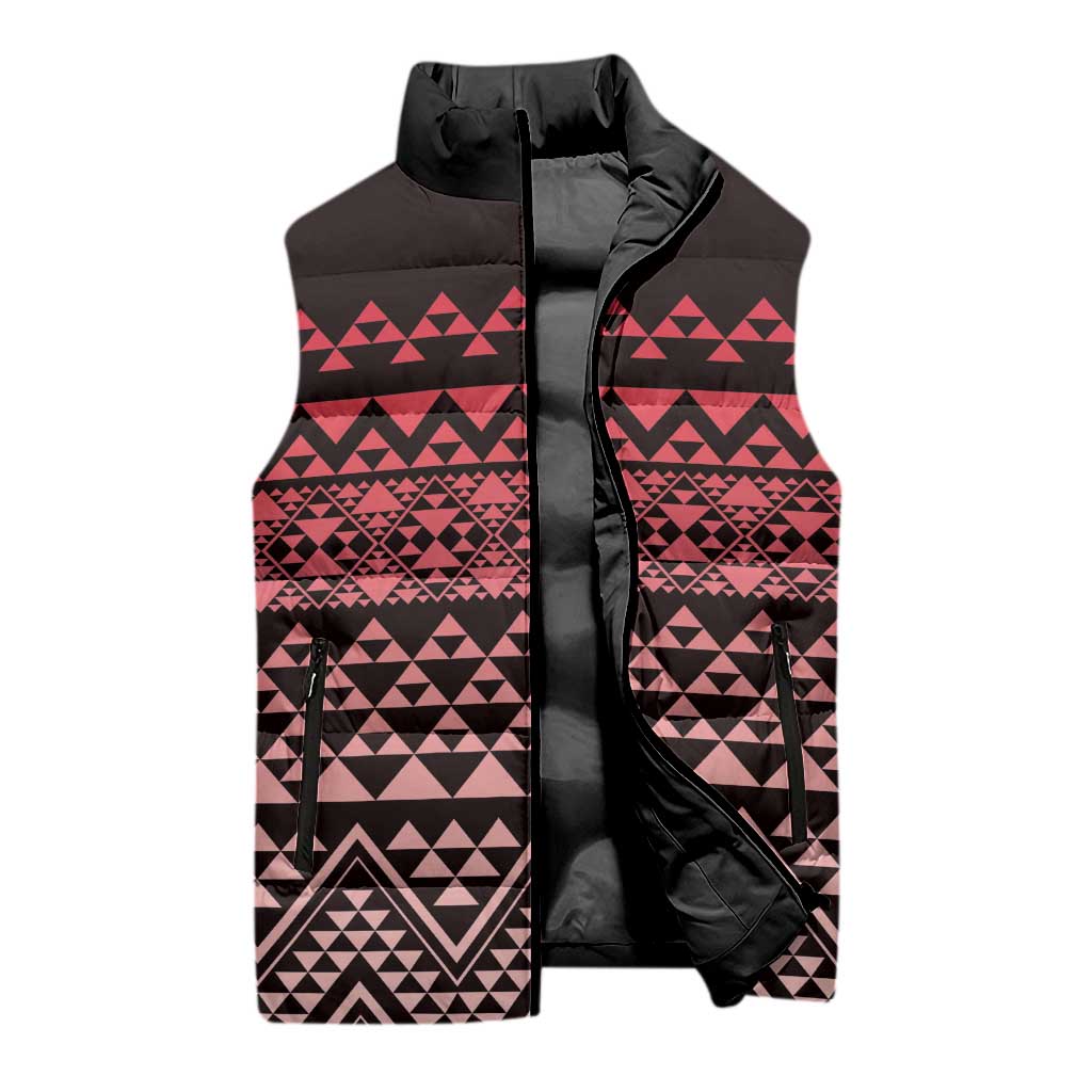 Maori Niho Taniwha Te Wheiao Sleeveless Puffer Jacket Terracotta - Polynesian Pride